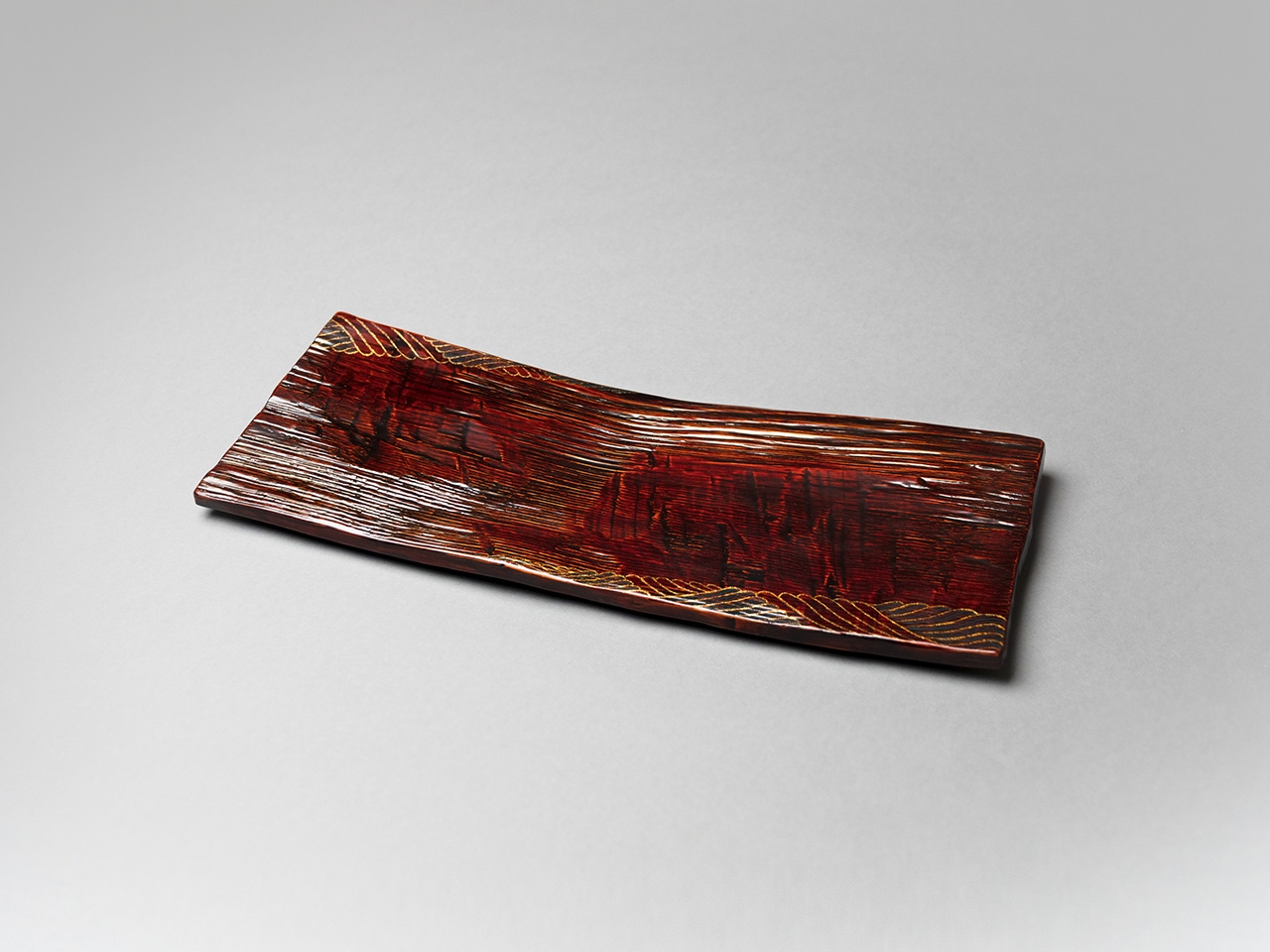 栗片木目 波文盛皿 ―Mizu―